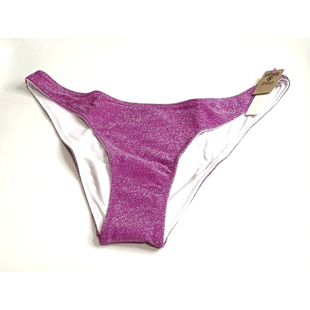 Victoria's Secret PINK Bikini Bottom Women's M Shimmer Brazilian Lurex Purple